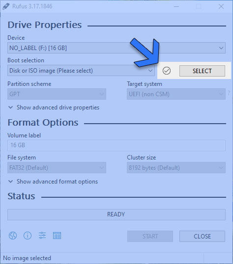 Sélection de l'ISO de Windows 7