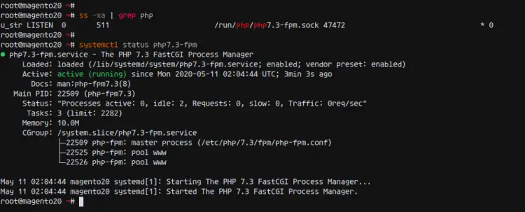 PHP-FPMサービスを確認