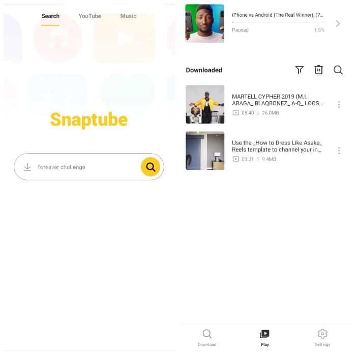 Snaptube - app gratuita per scaricare video da YouTube