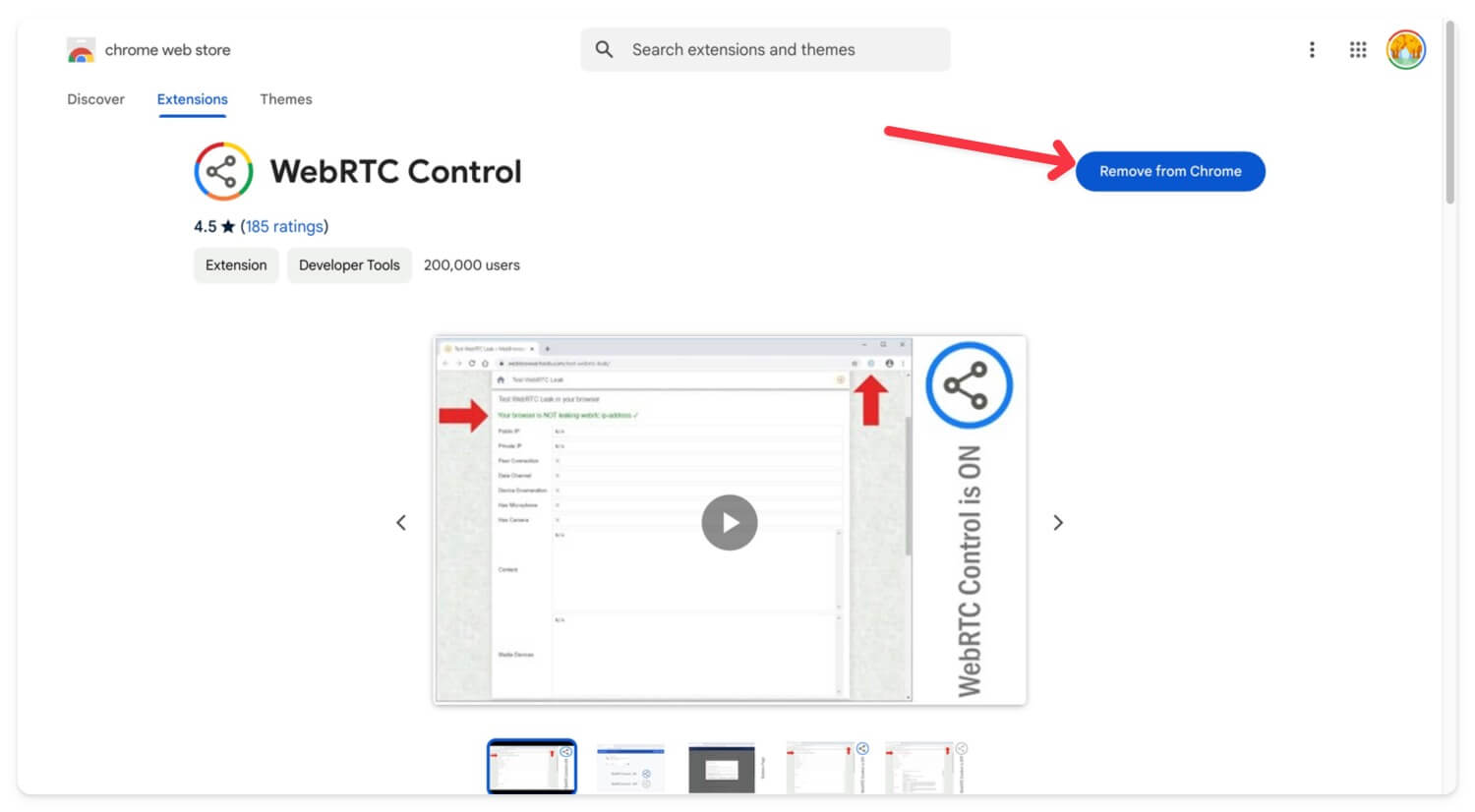 extensão de controle webrtc para google chrome