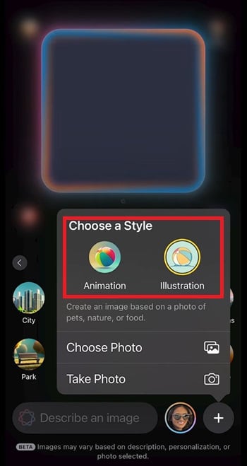 Wählen Sie einen Stil Image Playground