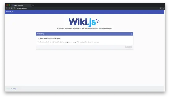 Página inicial do Wiki.js