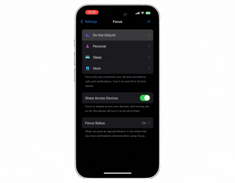 notificaciones de personas en modo dnd en iphone