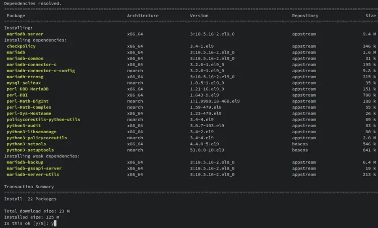 install mariadb
