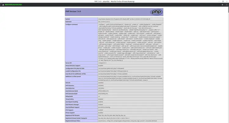 PHP-Info für PHP 7.4 auf OpenLiteSpeed