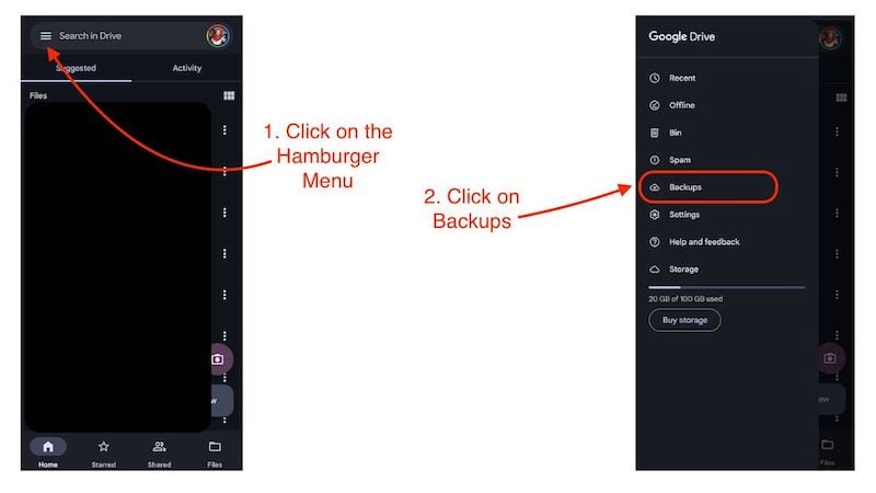 открыть резервные копии в gdrive