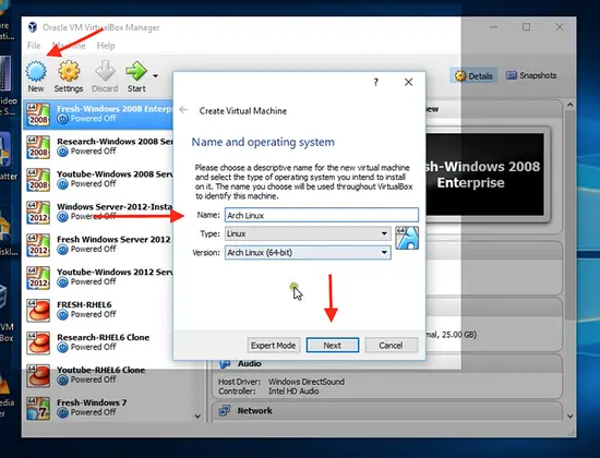 Apri VirtualBox