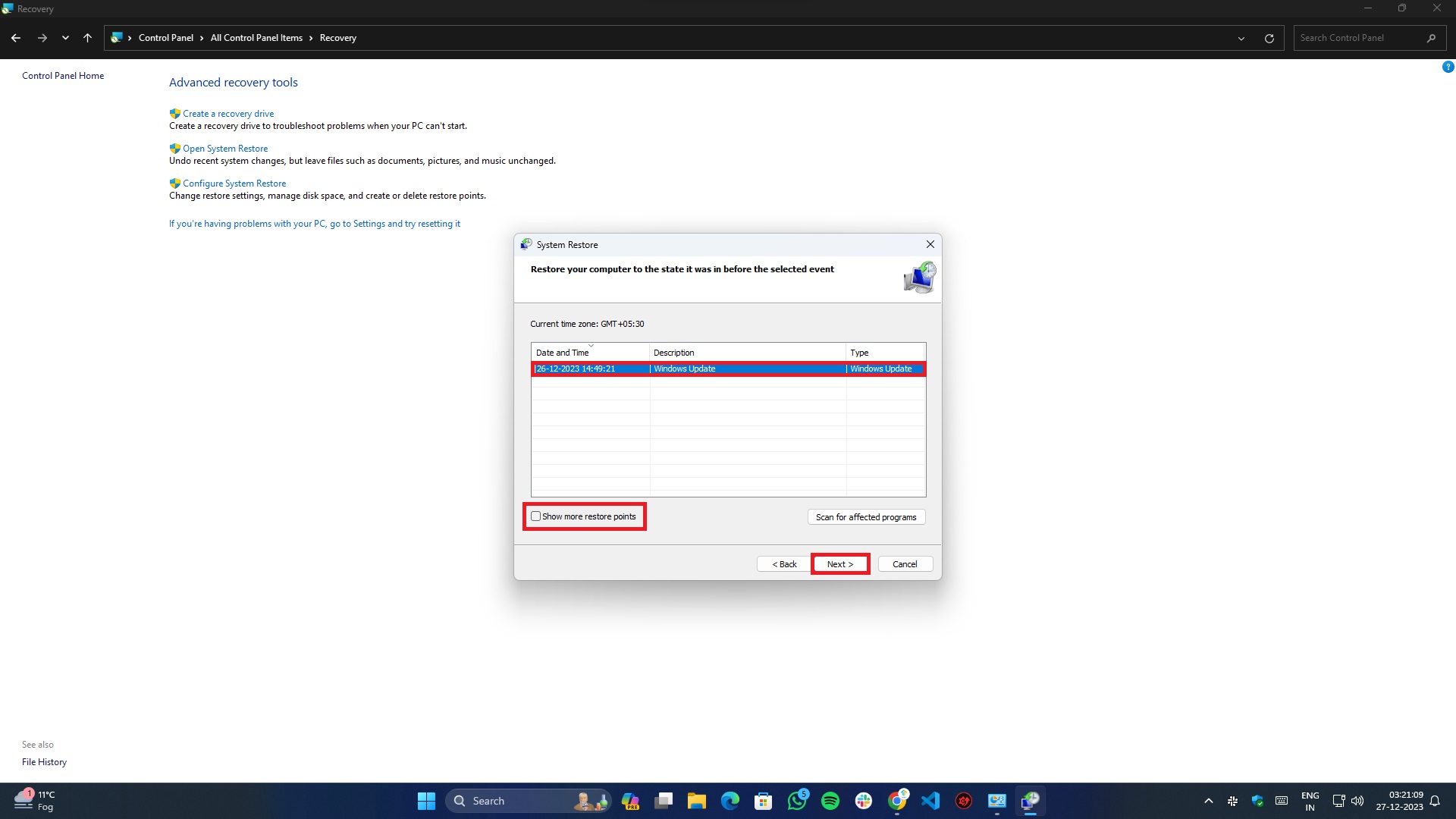 Beheben des Clock Watchdog Timeout unter Windows - Assistent zur Systemwiederherstellung