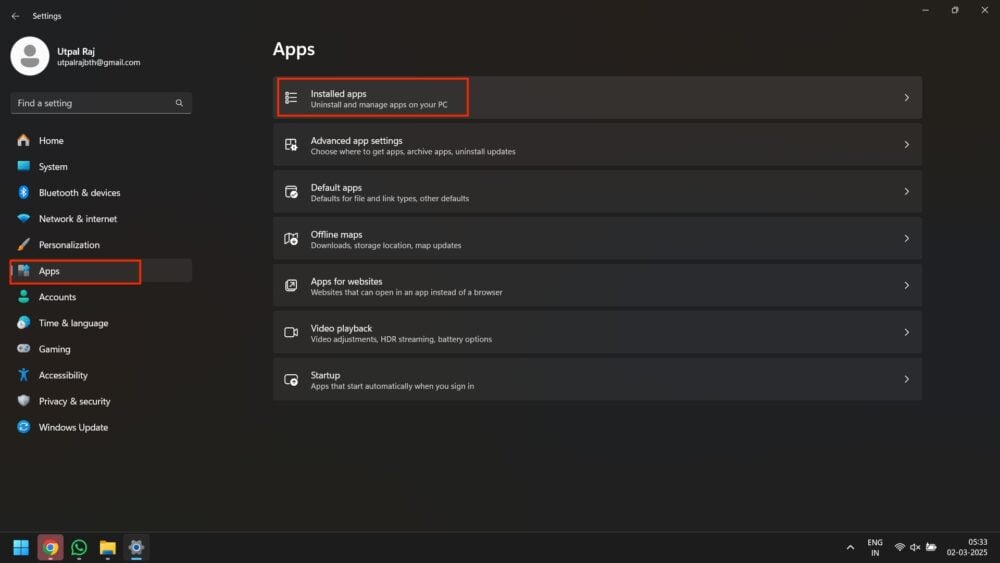 aplicativos instalados