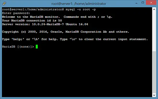 Connexion MariaDB sur Ubuntu 16.04.