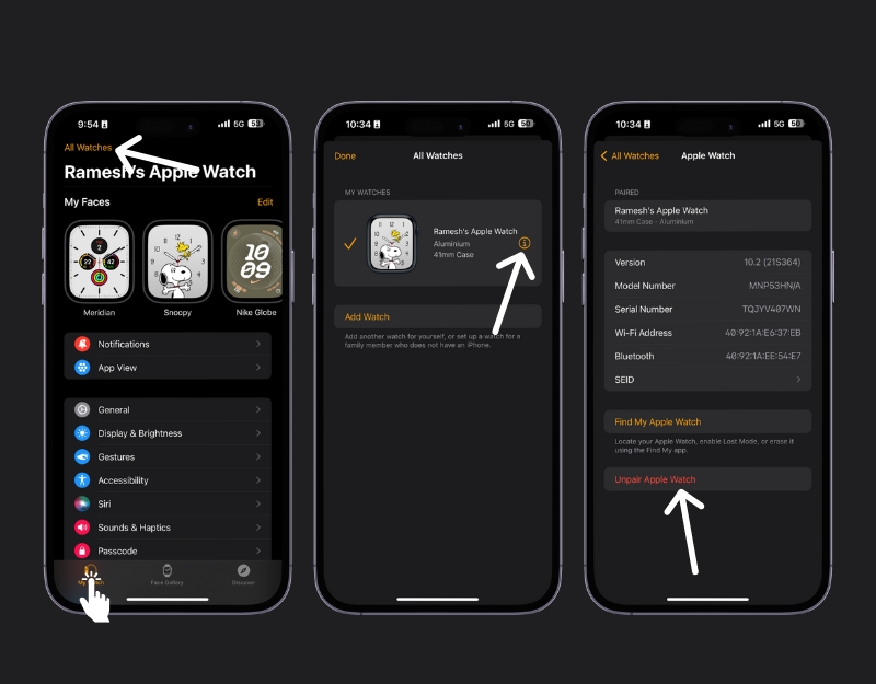 So entkoppeln Sie die Apple Watch