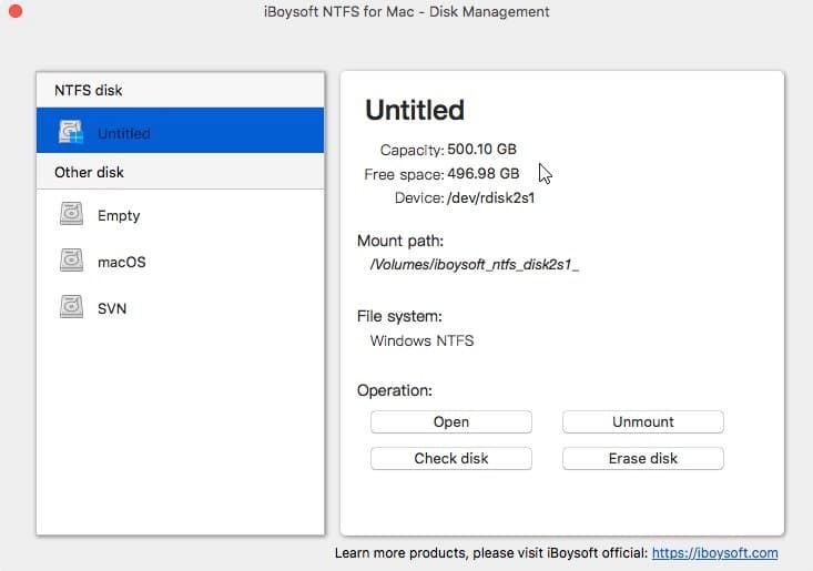 iboysoft NTFS para driver Mac