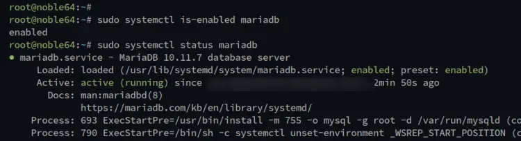 проверить mariadb