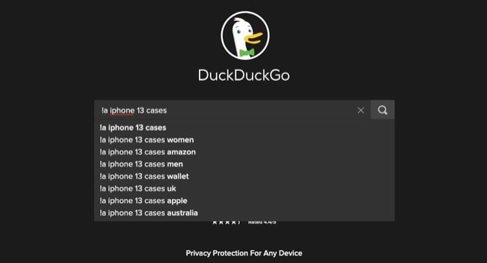 performing a duckduckgo bang search