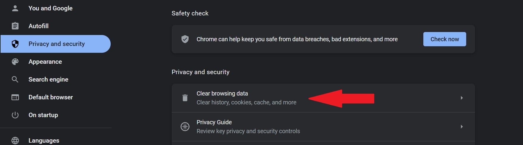clear browsing data