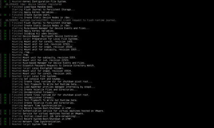 Ubuntu Live サーバーが起動中
