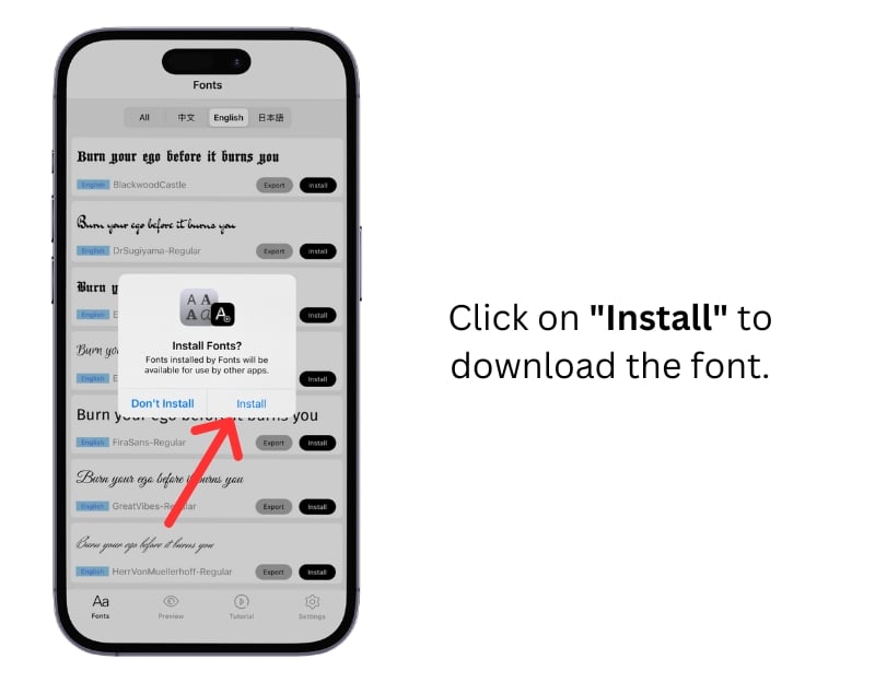 installa il font