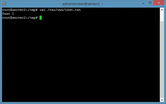 Sortie de la commande cat sur le serveur 2.
