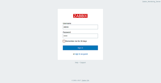Anmelden bei Zabbix