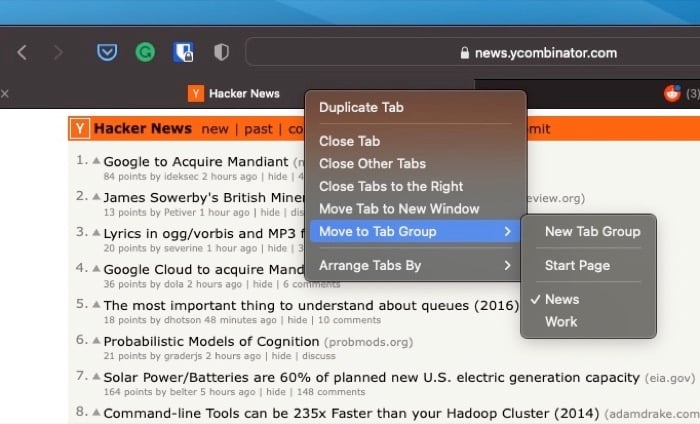 crea un nuovo gruppo di schede in safari