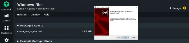 Capture d'écran de Checkmk montrant l'agent Checkmk pour Windows