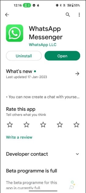 imagem mostrando whatsapp na playstore