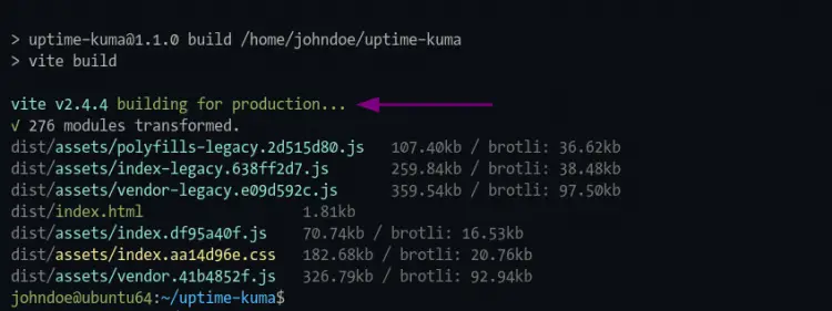 Pakete für Uptime-Kuma installieren