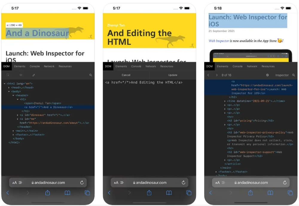 web inspector 사파리 확장 프로그램