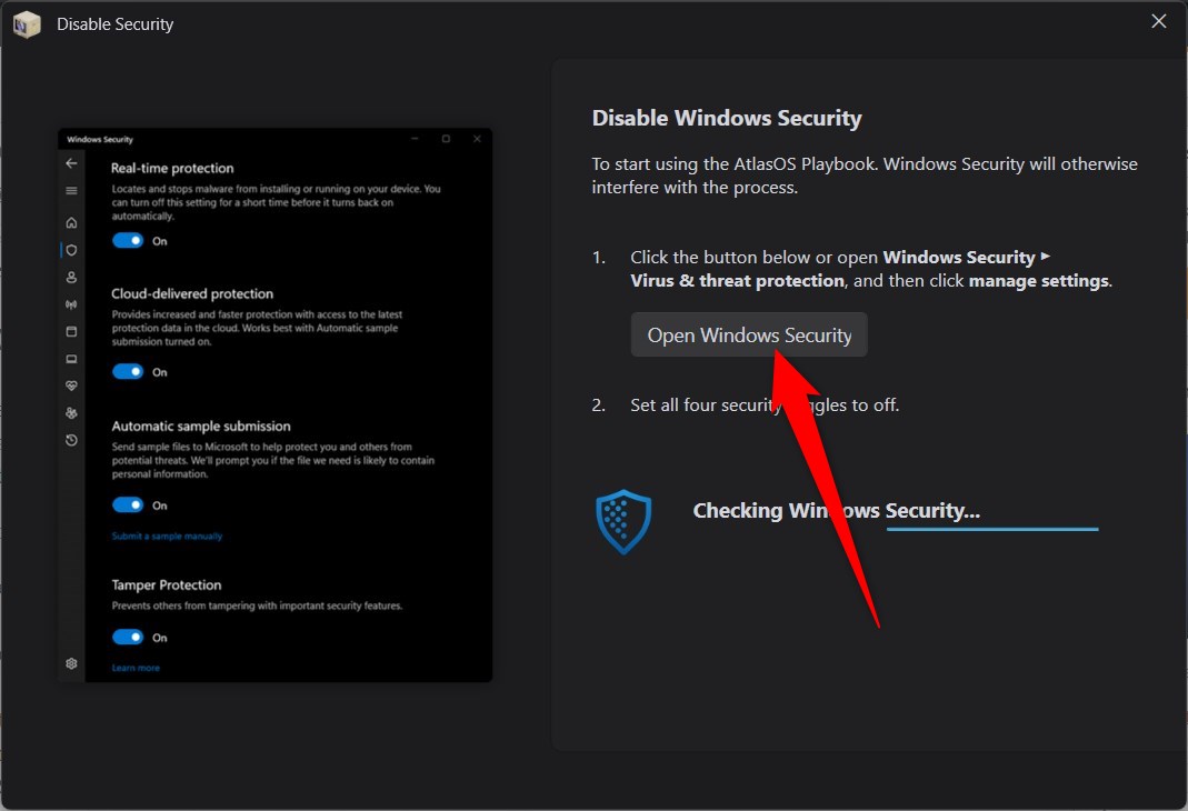 windowsセキュリティを開く