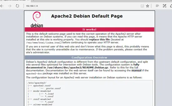Pagina web predefinita di Debian