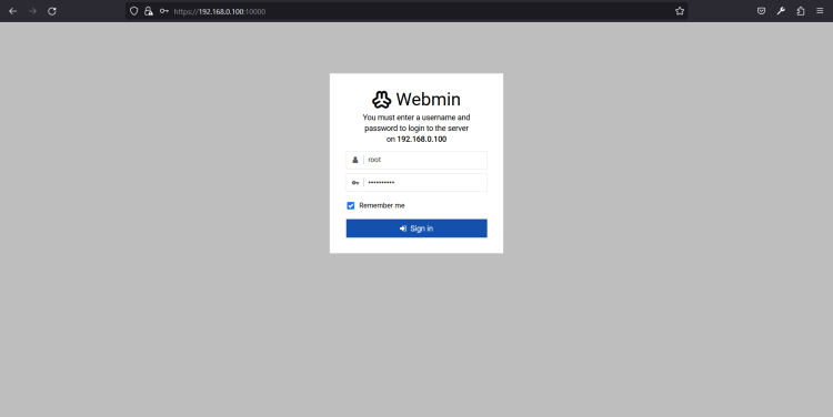 Webminログイン
