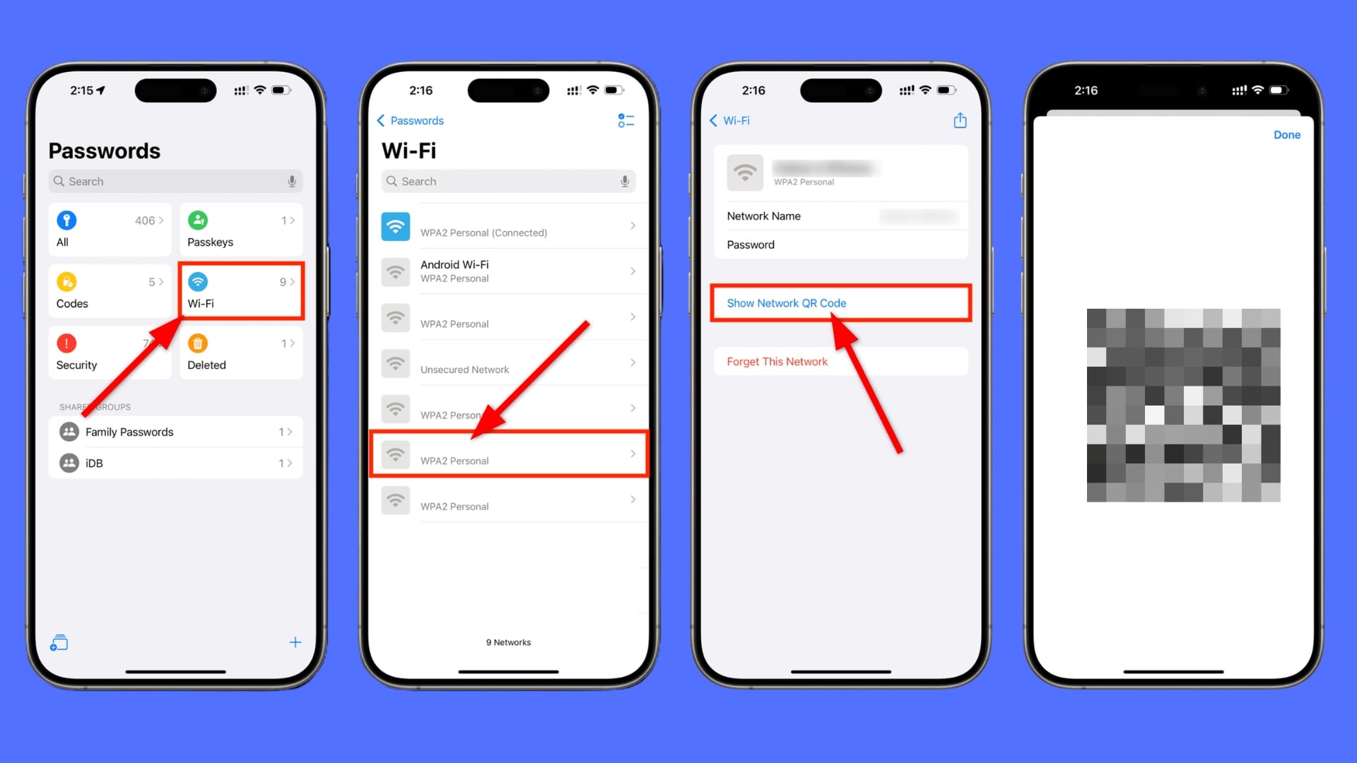 codice qr wi-fi ios 18