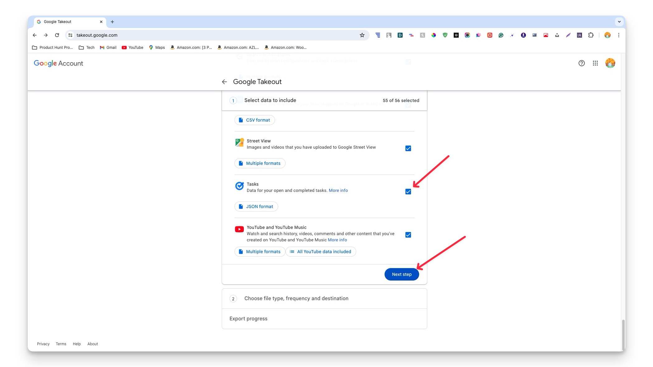 page google takeout