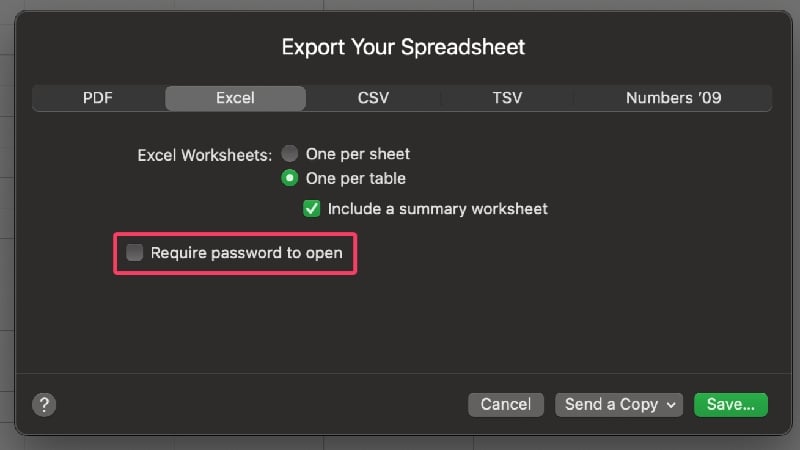 Excelファイルを開くためにパスワードを要求