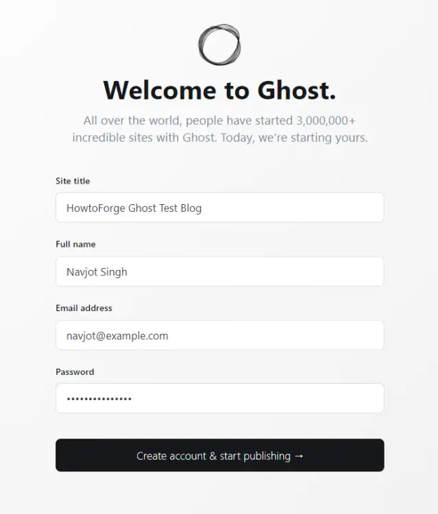 Ghost-Einrichtungsdetails