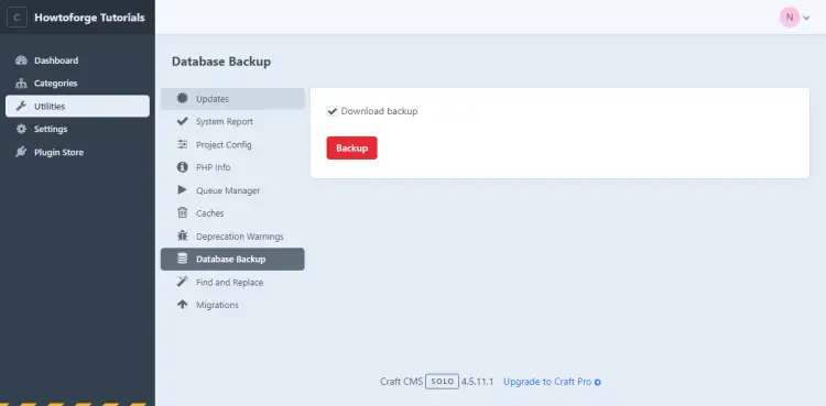 Backup del database di Craft CMS