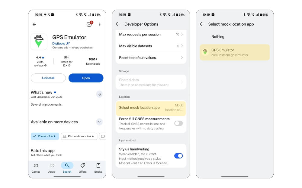 как установить поддельное местоположение на android 