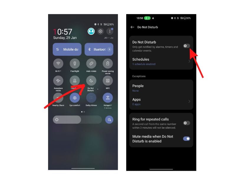 imagem mostrando configurações do modo não perturbe em smartphone Android OnePlus