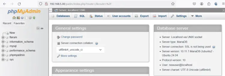 nueva ruta de phpmyadmin