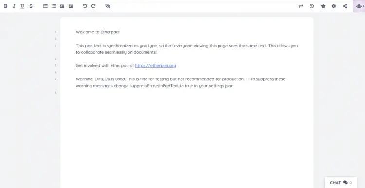Etherpad Online-Editor