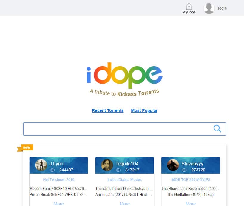 iDope - meilleur site de torrent