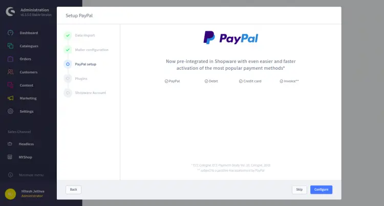 Configuração do Paypal