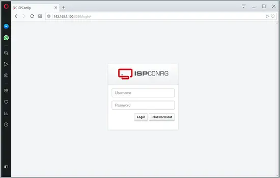 ISPConfig-Anmeldung