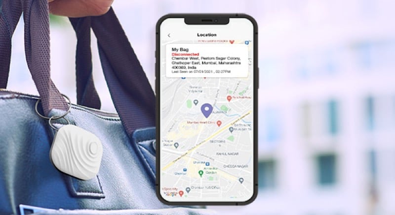 aplicativo jiothings mostrando a última localização de desconexão do jiotag