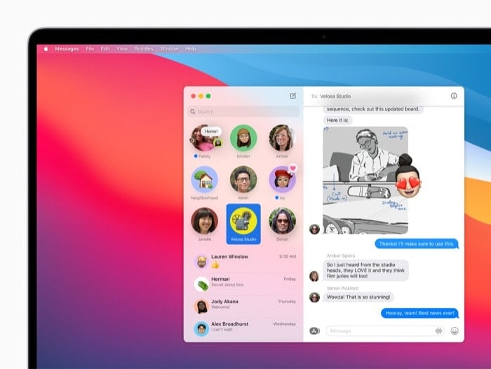 macos big sur messages