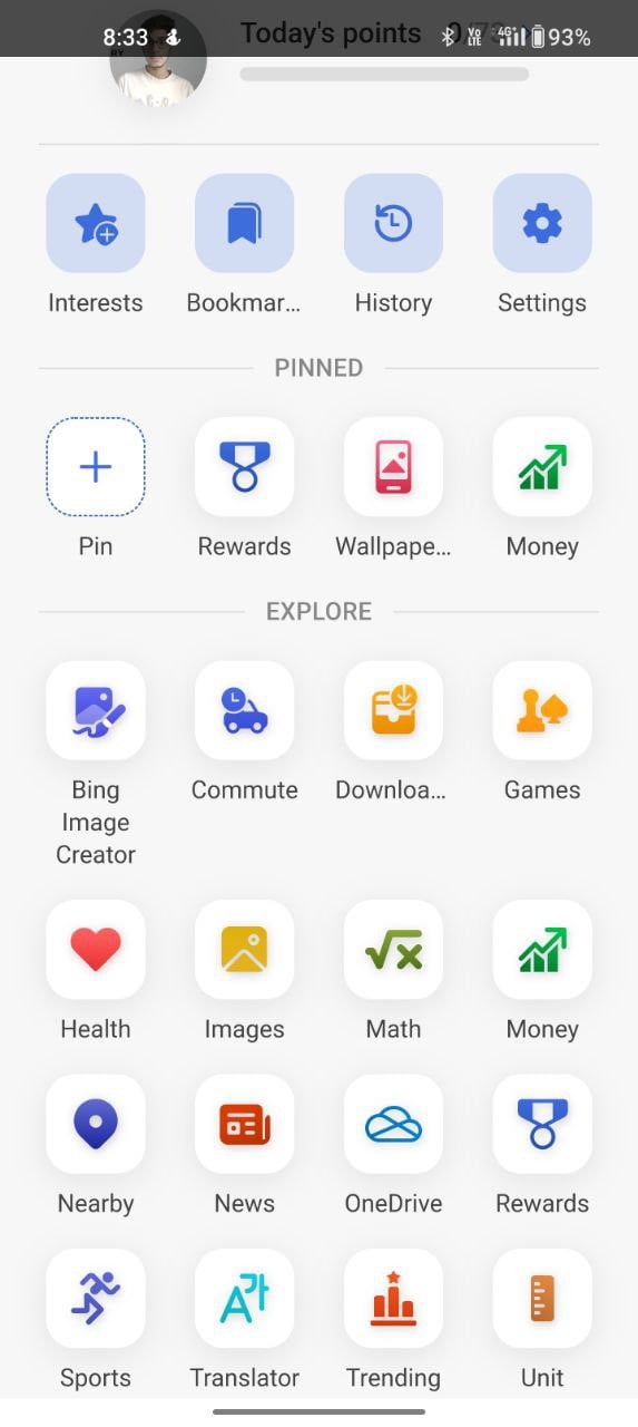 bing apps section