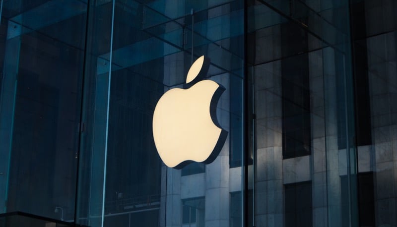 apple logo on storefront