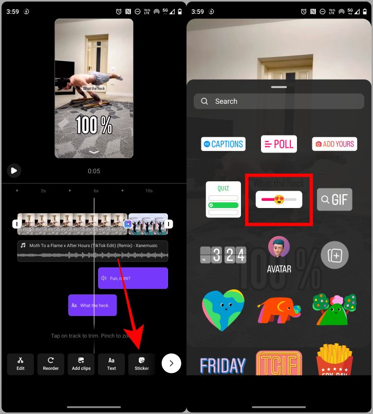 ajout d'un autocollant aux reels sur instagram