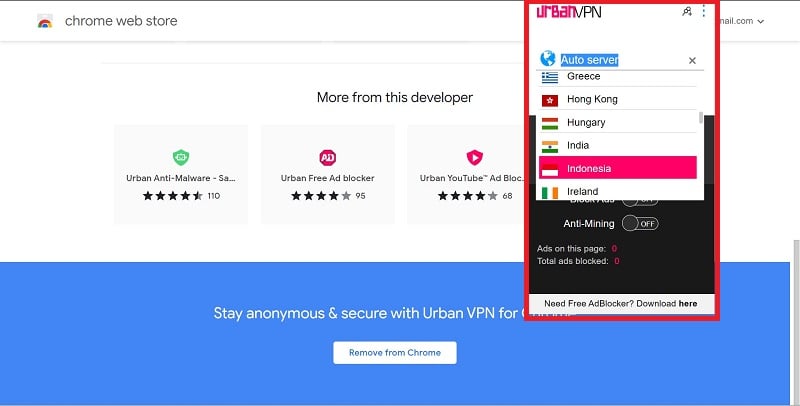 connetti al server indonesiano
