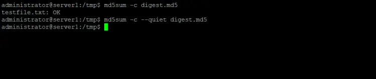 mode silencieux md5sum